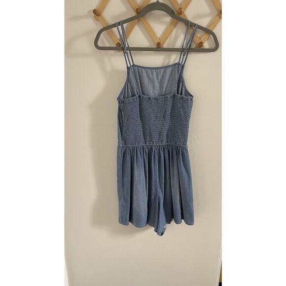 Hollister Romper Women's Medium Blue Light Denim Shorts Spaghetti Strap Summer - Picture 6 of 8